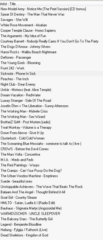 SnuffMonkey's tweet image. Today's playlist for the @SnuffMonkey Show 
#Radio #AlternativeRock #postpunk #indiemusic