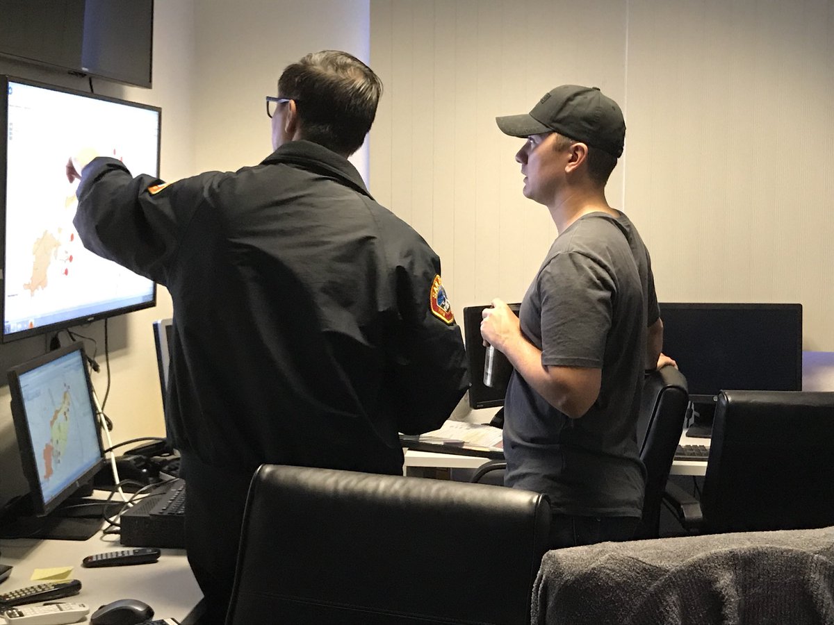 <a href="/chrisjcate/">Chris Cate</a> and his wife Maria visit our communications center this morning. They received a briefing from dispatch supervisor Cynthia Gonzalez and Dep. Chief Roger Fisher as well as our General Atomics partners.