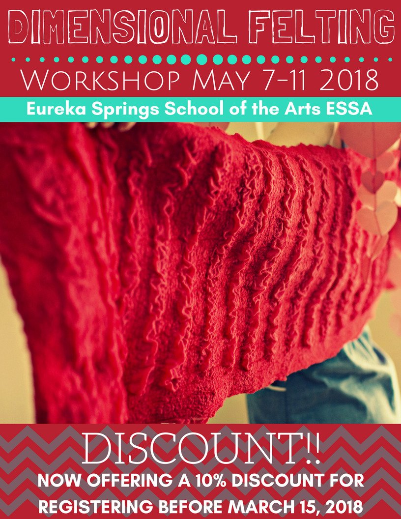 HandiCraftKate's tweet image. My Dimensional Felting Workshop is open for registration, and ESSA is offering a 10% discount for registering before March 15, 2018!