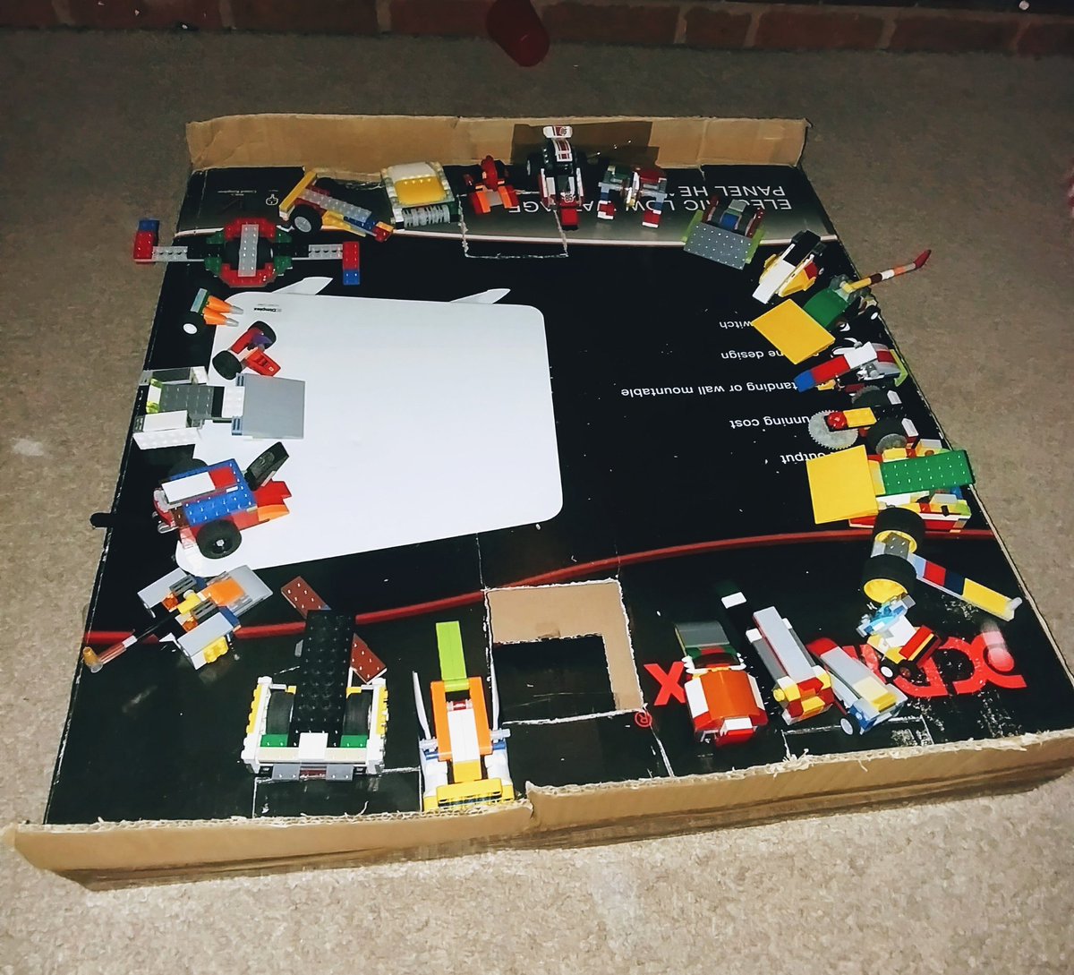 davejrichards's tweet image. My 11 and 6 year old boys have upped the action for their 22 robot rumble. Idea for next year @UKRobotWars ? Can you spot Lego versions of @apollorobot @Thorrobotwars @EruptionRobot @TeamCarbide @TeamNutsRW @robotexpulsion @ShockbotsUK