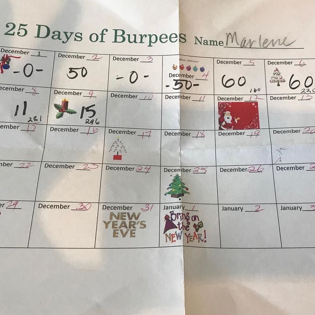 Day 10: Burpees keep your butt in check! In Pittsburgh, @mrrankin1531 is holding herself and gym friends accountable with this adorable calendar. Can I have one too? #25DaysofBurpees #burpeeworldtakeover #sundaymotivation