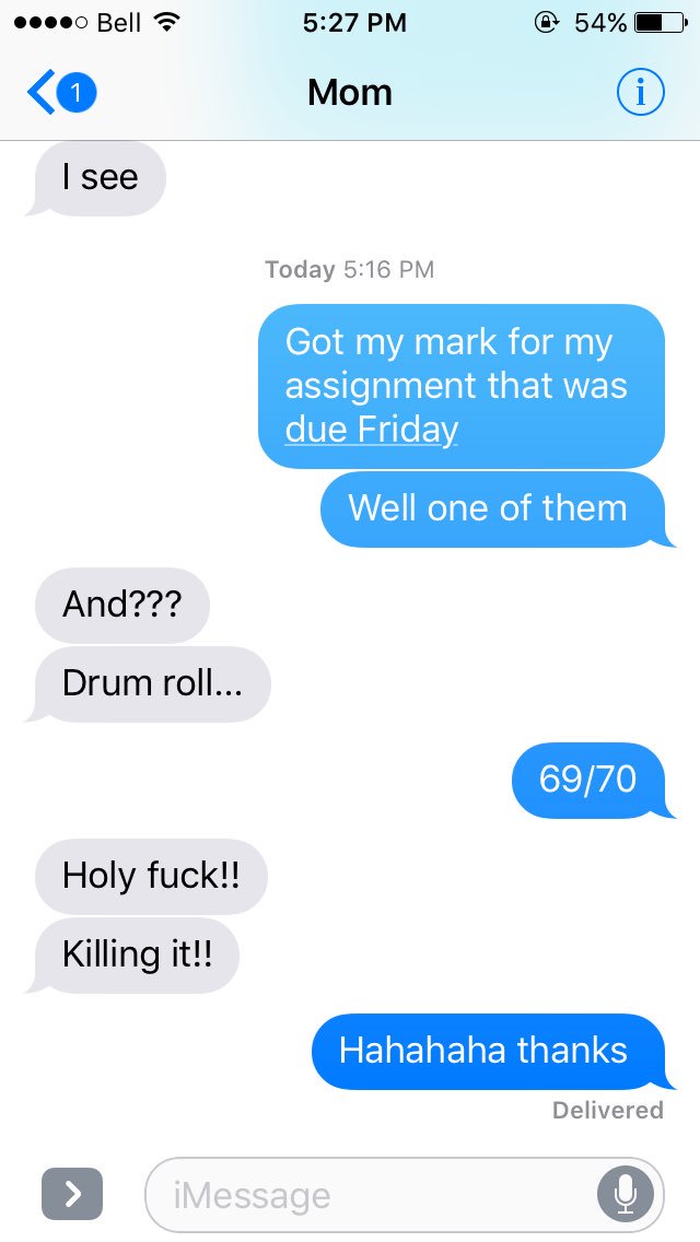 Lmao I think my mom is pleased with my mark 😂