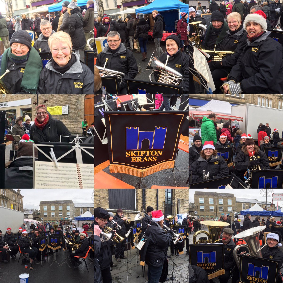 Another busy day playing out and about for <a href="/SkiptonCouncil/">SkiptonTownCouncil</a> at the Christmas Market. Complete with snow falling - both fake and then real....<a href="/SkiptonDaily/">Skipton Daily</a> <a href="/SkiptonBID/">SkiptonBID</a> <a href="/SkiptonTownHall/">Skipton Town Hall</a> #skiptonmarket #Christmas #BrassBand #ChristmasCarols