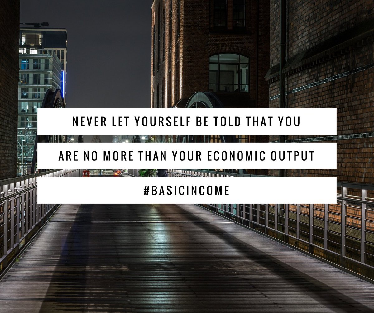 BasicIncome_USA's tweet photo. Your wage is not your worth.

Universal #BasicIncome is what happens when we compensate people for their inherent value.

#HumanRightsDay
#Humanrightsday2017 https://t.co/OUIoO1cGcA