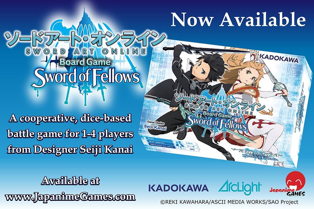 JapanimeGames's tweet photo. The world of <<Aincrad>> can now be accessed for game night at https://t.co/0argMqoJoD! You can play as a team or roll solo in this cooperative dice-based battle game. https://t.co/J8TjK7Vlx0