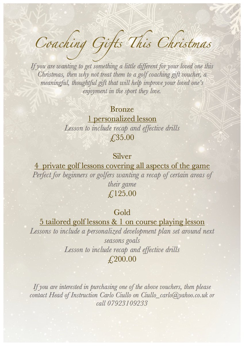 Here are my #xmas coaching packages <a href="/hullgcpros/">Hull Golf Club</a> - MAKE SMALL CHANGES THIS WNTER FOR A BIG IMPACT IN 2018! #hull #Hull2017 #Yorkshire #XmasGifts DM me if you are interested #golfcoach #pga