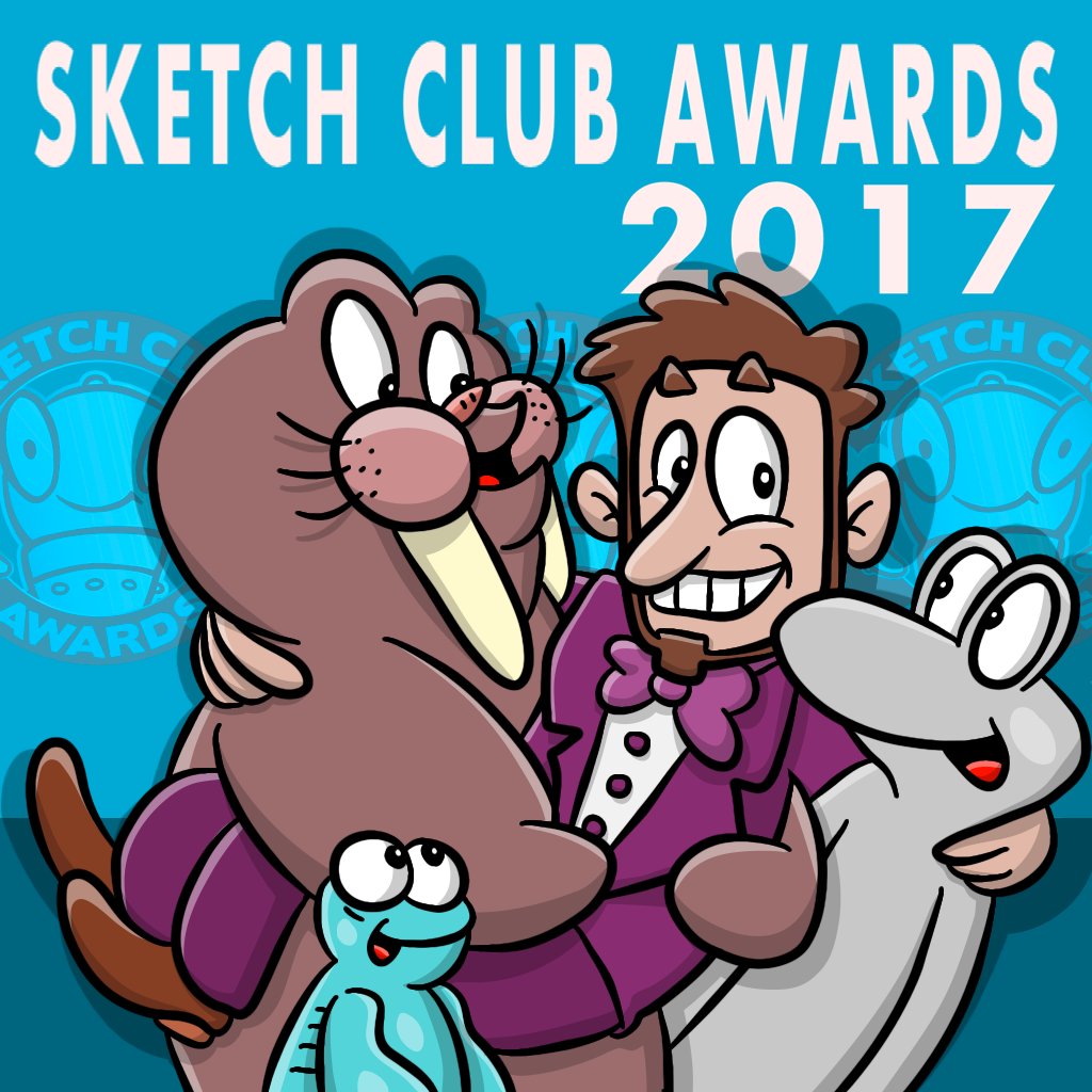 WhiskersAndHop's tweet image. Yesterday was the 7th Annual @sketchclubapp Awards, and we won the "Best Original Character" category! @MarkBredius (the guy who draws us) won "Best Veteran Artist" (member for many years) and "Most Helpful Artist". #SketchClub is the absolute best drawing app on iOS. 😁😎