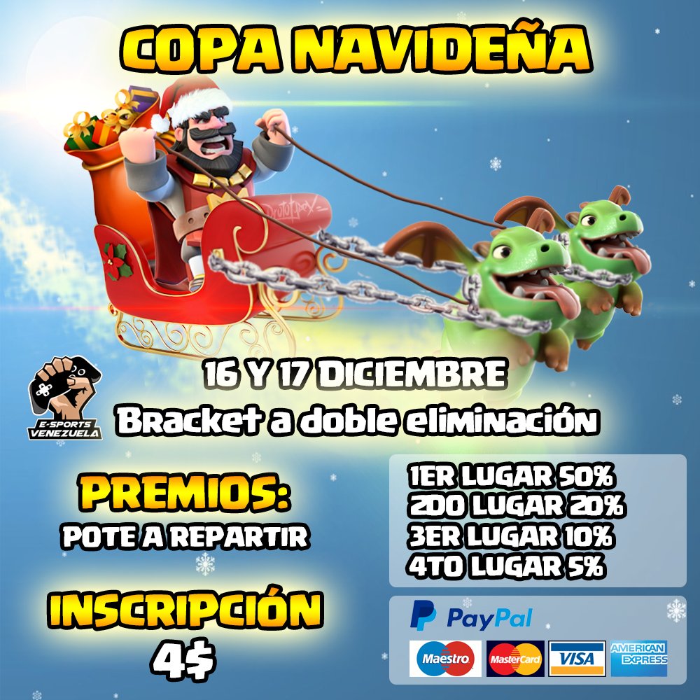 Traemos un torneo individual especial para cerrar el año: la Copa Navideña.!! Inscripciones ---> esportve.wixsite.com/esportsve/copa…  (pregunta por la promoción para clanes y equipos).