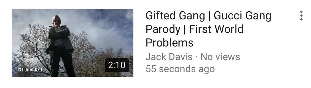 cramseyseven's tweet photo. Check out the new track the boys and I just made! 
Gifted Gang | Gucci Gang Parody | First World Problems https://t.co/c9ZFVFnNS6 via @YouTube https://t.co/J1FyuS1xGW