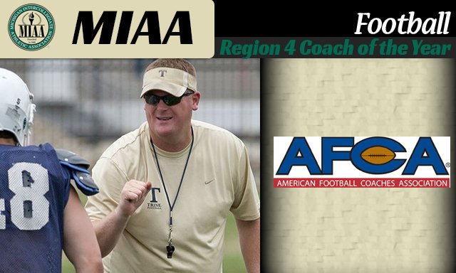 MIAA1888's tweet photo. .@TrineAthletics @TrineUniversity @TrineThunderFB's Abbs Selected as @WeAreAFCA Division III Region 4 Coach of the Year https://t.co/MlwqRVhvPi https://t.co/2wLWRc1nuO