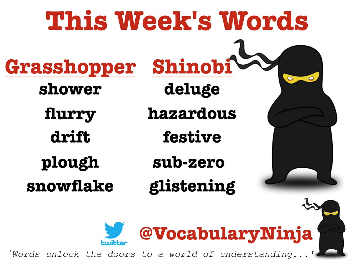 VocabularyNinja's tweet photo. This week's words! Inspired by the artic weather crossing the UK! ❄️🌨️☃️⛄️ https://t.co/NDJWWLBQLy