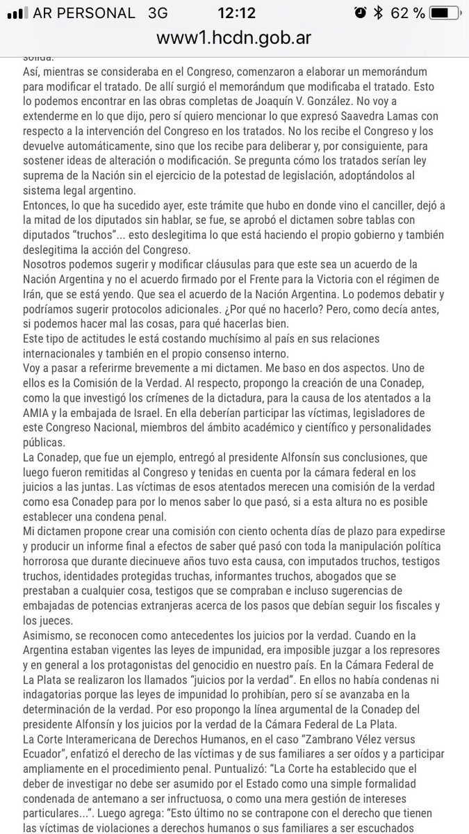 NegroYoma's tweet photo. Comparto mi discurso el 27/2/2013 en la Cámara de Diputados de La Nación con los fundamentos de mi oposición al Pacto con Irán https://t.co/ZI8nJn7zo0