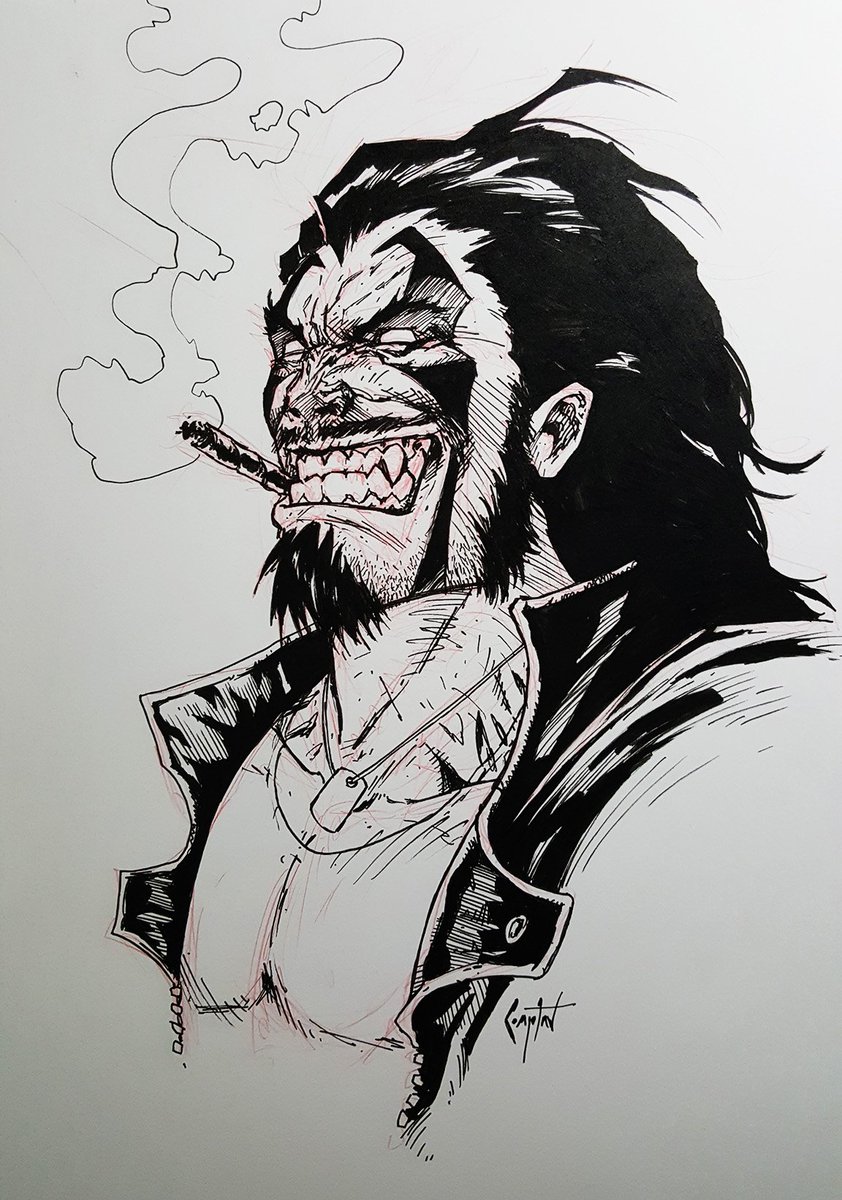 DarrenLCompton's tweet photo. Tonight's inked sketch. #Lobo https://t.co/xFzRRIhT97
