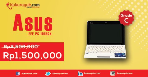 KukuruyukCom's tweet photo. Nikmati DISKON 40% untuk produk Asus EEE PC 1015CX (Intel Atom N2600 1.6GHz/2GB/320GB) - Putih - Grade C ! Yuk, intip produk dan spesifikasinya >> https://t.co/1VU6vVp25A https://t.co/148jbI4cJK