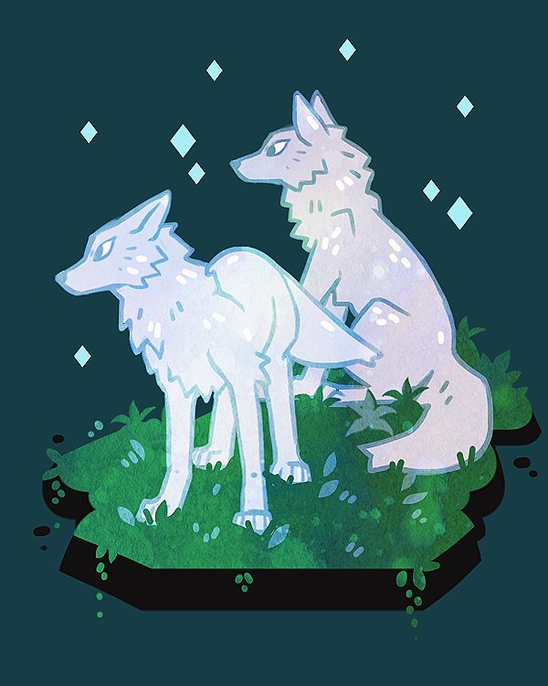 dawnf1re's tweet image. Was gonna be a warmup doodle then I spent forever testing out colors, whoops ... Princess Mononoke wolves ✨