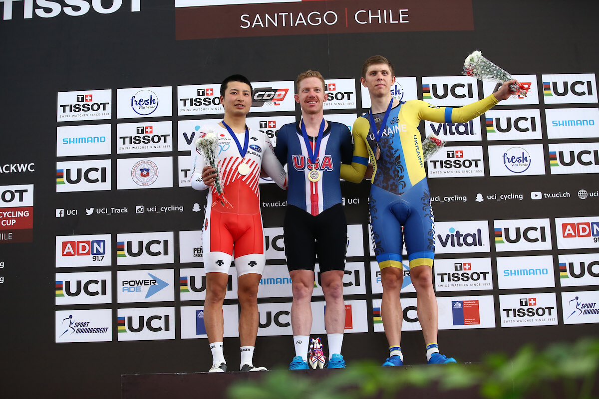 UCI_Track's tweet photo. Two 🥇 for the USA 🇺🇸 in the final two races of the meet, plus more medals for Ukraine 🇺🇦, Japan 🇯🇵 and New Zealand 🇳🇿 who have all enjoyed a successful weekend in Santiago. Congratulations everyone!

#TissotUCITrackWC https://t.co/wHEoqnCAPl