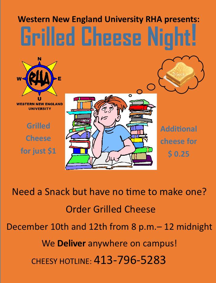 wneRHA's tweet photo. When you need a snack while studying don’t forget to order grilled cheeses tonight! We deliver! 🧀🍞 https://t.co/mbeGuYCXdV