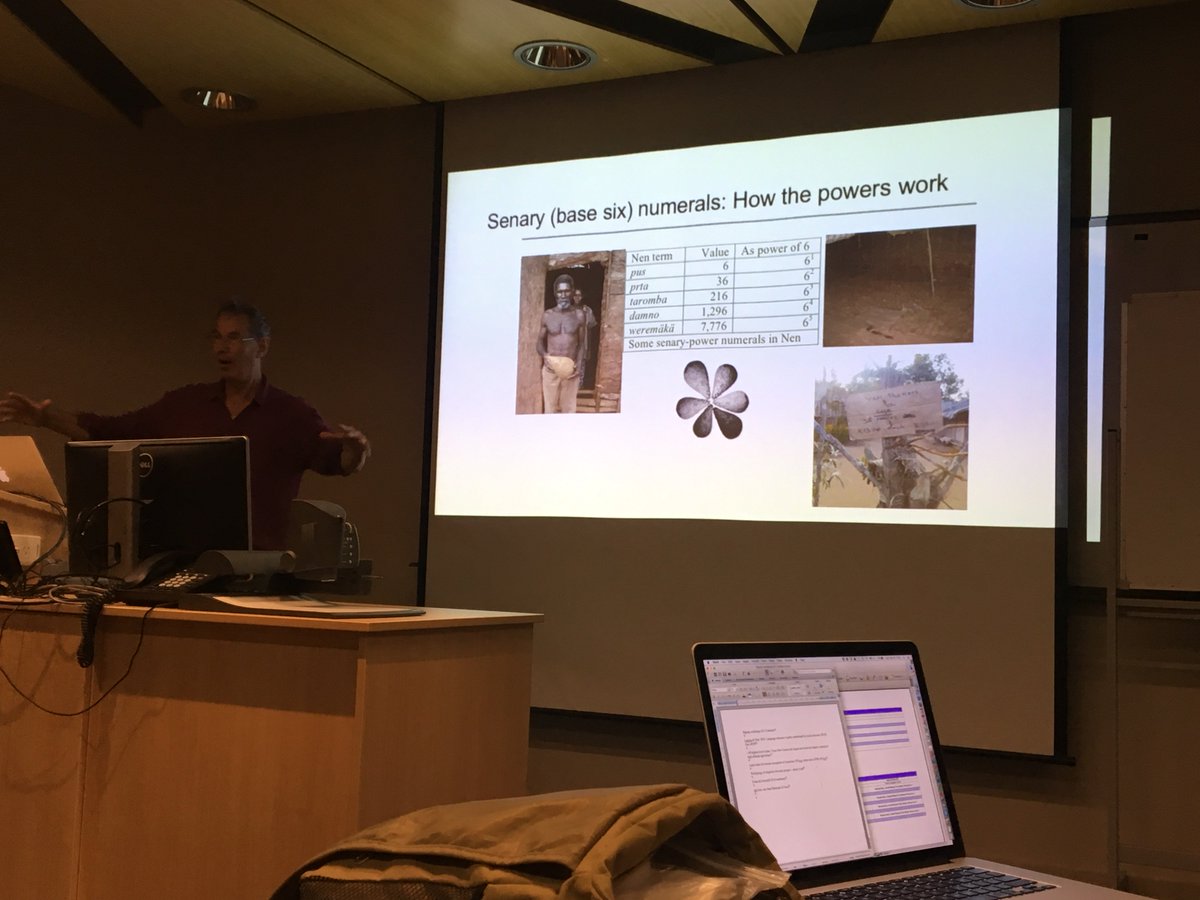lareedling's tweet photo. Papuan language Nen has a unique senary (power of 6) counting system for yams. A family is said to need one damno of yams (1,296) to get through a year. #alt2017 https://t.co/qlUas7LO5Z