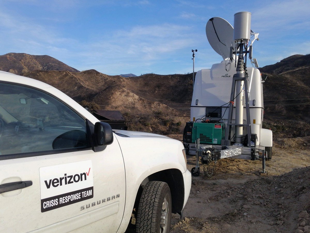 heidiflato's tweet photo. See SPOT run to a crisis. @Verizon answered the call from US Forest Service fire station and got them covered with a satellite picocell on a trailer (SPOT) in Sylmar. #CAWildfires #WeveGotYourBack https://t.co/oUlpRHEdot