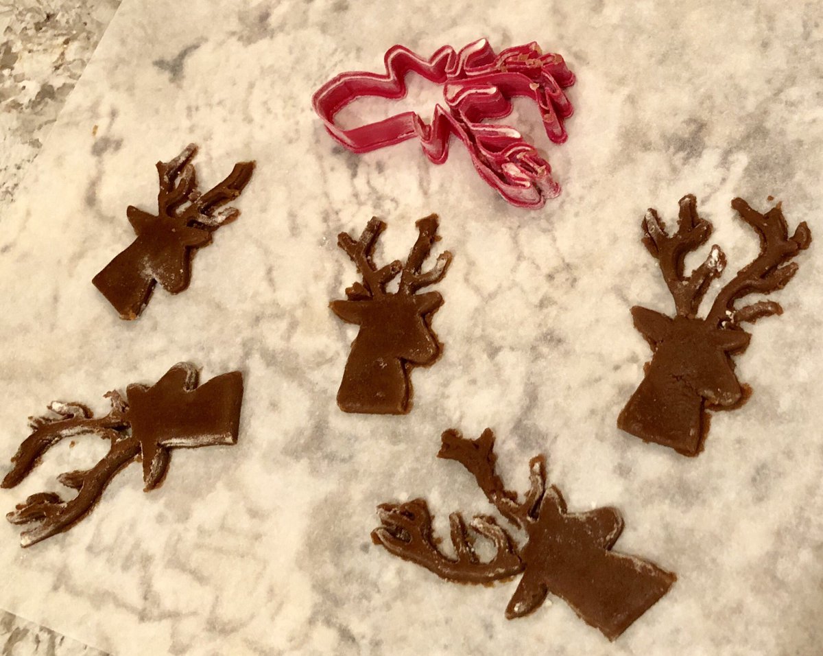 aggiejournalist's tweet photo. When the designer takes over: This cutter looks MUCH more like proper deer, but antlers very breaky. Call these the Browning reindeer. #CookingWithEngineers https://t.co/S73XnwBfeT