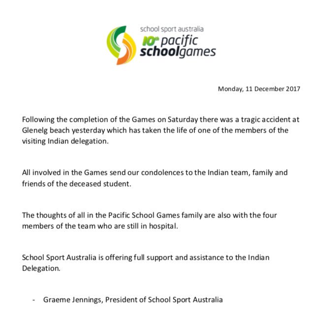 PSGSSA's tweet image. Statement from Pacific School Games -