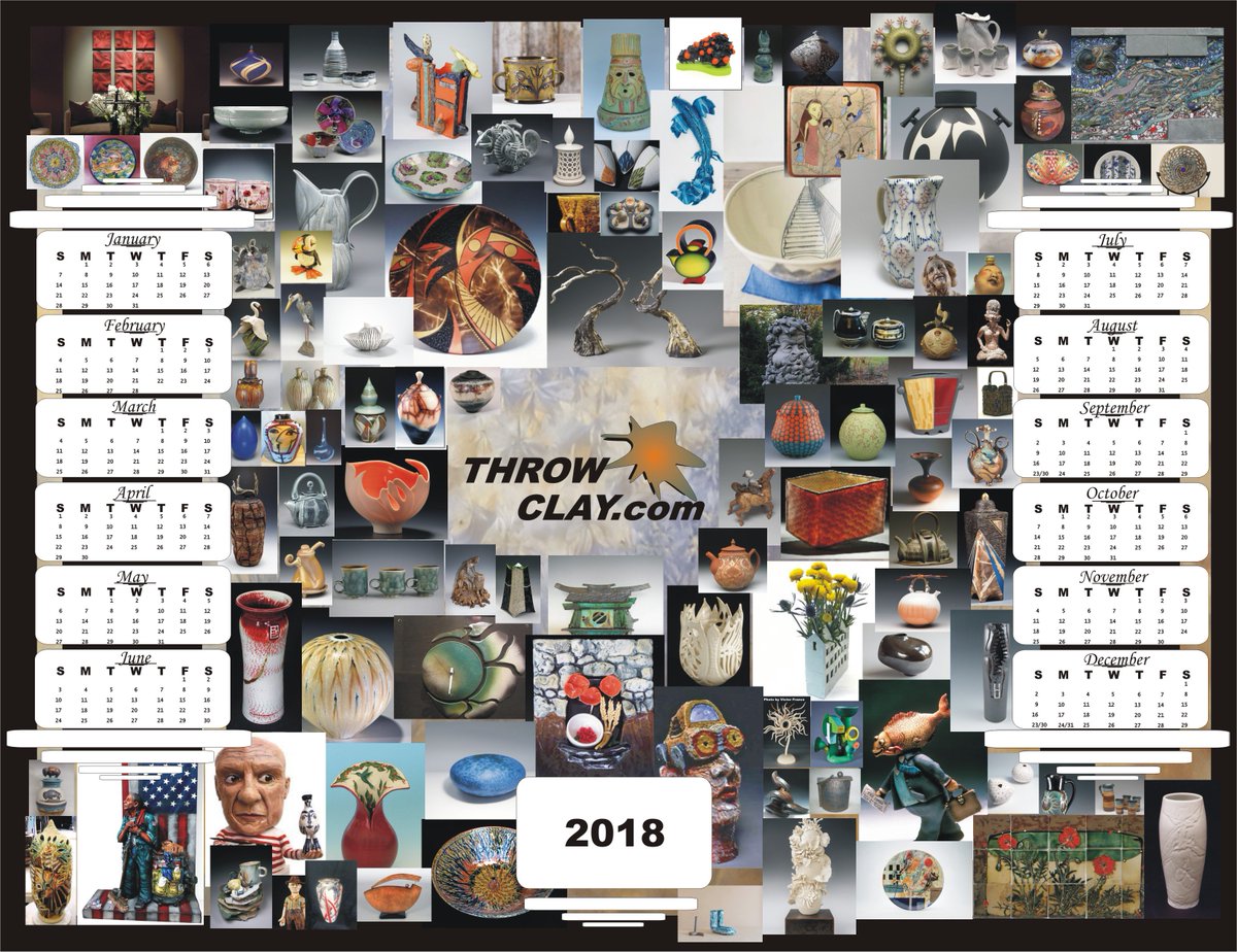 throwclaycom's tweet image. 2018 Ceramic art calendar with 90+ artists' works.