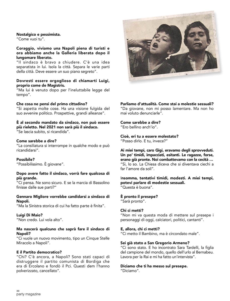 La rubrica più letta di #PartyMagazine “Gigi chic &amp; Mimmo shock”, dialogo impertinente tra due MAESTRI del giornalismo: <a href="/luiginecco/">luigi necco</a> e Mimmo Carratelli.