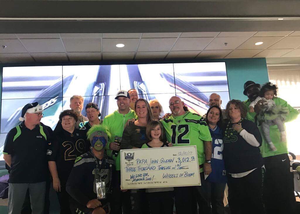 wheelsofboomcc's tweet image. We were happy to be around a lot of #12s today at @EmeraldDowns and present a check for $3,012.12 to “Papa” John for Momma Sue’s medical fund to ease the burden of medical costs accrued during her battle with cancer. #WeMissYouEverydayMommaSue