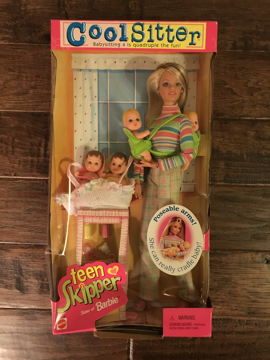 TBTheClockToys's tweet photo. 1998 Mattel "TEEN SKIPPER" Barbie "COOL SITTER" Babysitting 12" Doll just added to store. #Mattel #TeenSkipper #Skipper #TeenSkipperDoll #SkipperDoll #Doll #Barbie #BarbieDoll #CoolSitter #CoolSitterDoll #Babysitting #Babies #Basket #Carrier #Bibs #Toys #RockingHorse #Diapers https://t.co/9JFYFIO0Sl