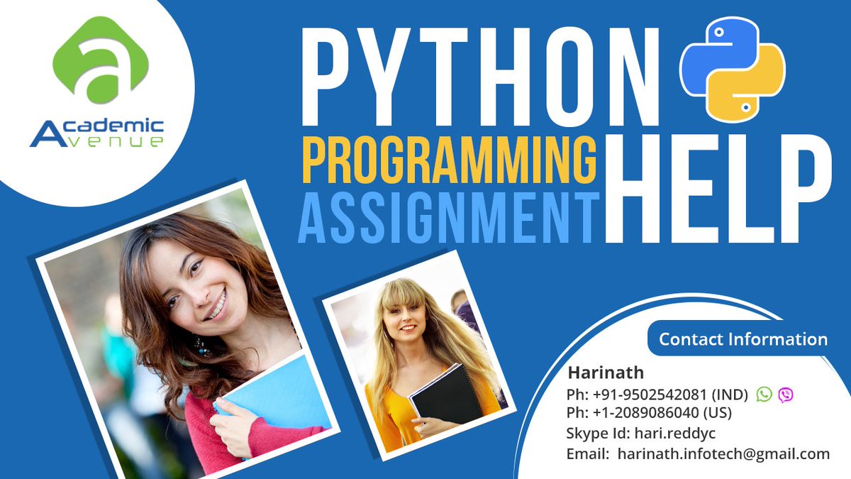 academic_avenue's tweet image. #AcademicAvenue provides #PythonProgrammingAssignmentHelp &amp;amp; #PythonProgrammingHomeworkHelp . Our #PythonProgrammingOnlineExperts are available for instant help for #PythonProgrammingAssignments &amp;amp; problems. goo.gl/ynVuKF 
#PythonProgrammingAssignmentHelpUSA