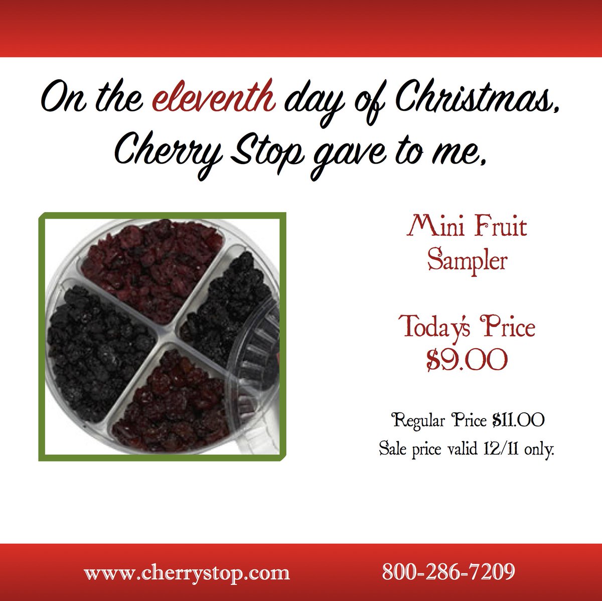 cherrystop's tweet image. On the 11th day of #Christmas, share the fruits of a #nwmi harvest. #driedcherries #yummy ow.ly/gYeC30h0Ur4