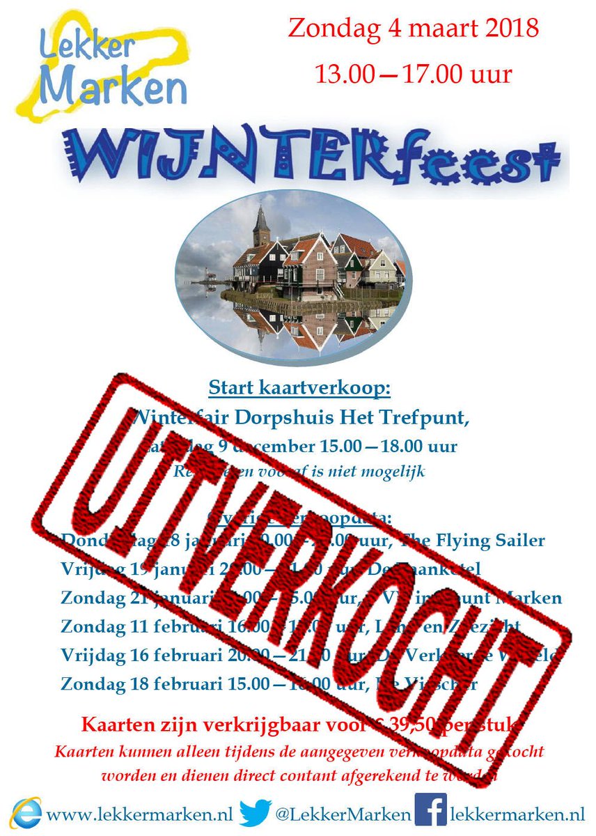 MarkerNews's tweet photo. Kaarten Lekker Marken 'Wijnterfeest' op zondag 4 maart 2018 uitverkocht https://t.co/QXoIolfcfB #Marken #LekkerMarken #Wijnterfeest @LekkerMarken #VerkeerdeWereld #Taanketel #HofvanMarken #DeVisscher @EetcafeMarken #LandenZeezicht #FlyingSailer @onswaterland https://t.co/ZRtz6vZqeE