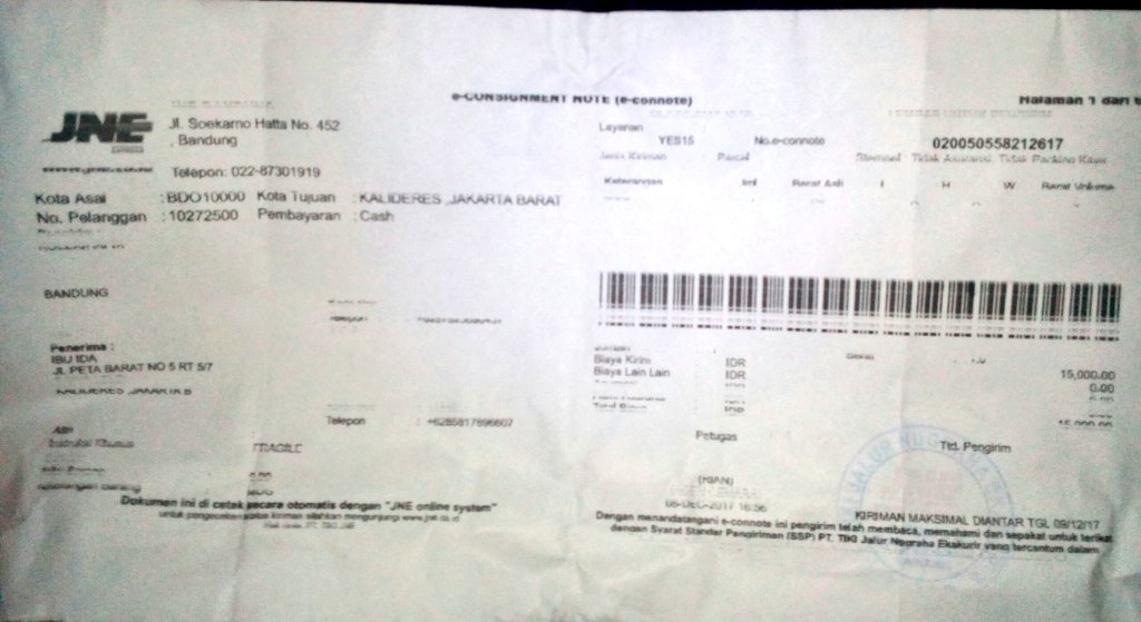 nenasibaikhati's tweet photo. @JNECare PAKET YES 020050558212617 dri 8 DELAPAN DESEMBER MASIH BELUM SAMPAI JUGA !.SEGERA DIGANTI JAMINAN UANG KEMBALINYA JUGA. #harbolnas #Harbolnas2017 #jne #komplen @JNE_ID #paketjne #complain #bukalapak #tokopedia #BlibliHisteria1212 https://t.co/uRCTyYlmuq