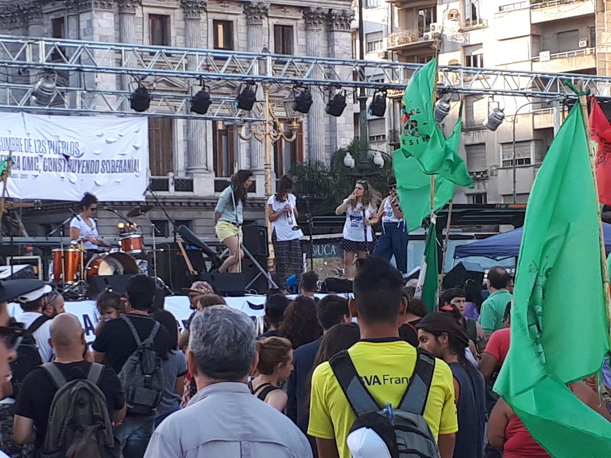 via_campesina's tweet photo. @viacampesinaFR @via_campesinaSP @ECVC1 @CLOC_LVC @spipetani @StopTNCimpunity @fueraomc2017 #OutWTO! Music festival at plaza Congreso in Buenos Aires, Argentina where messages to oust WTO ran loud and clear. #WTOoutOfAgriculture #FoodSovereigntyNOW #MC11 https://t.co/VnTW7ZreBR