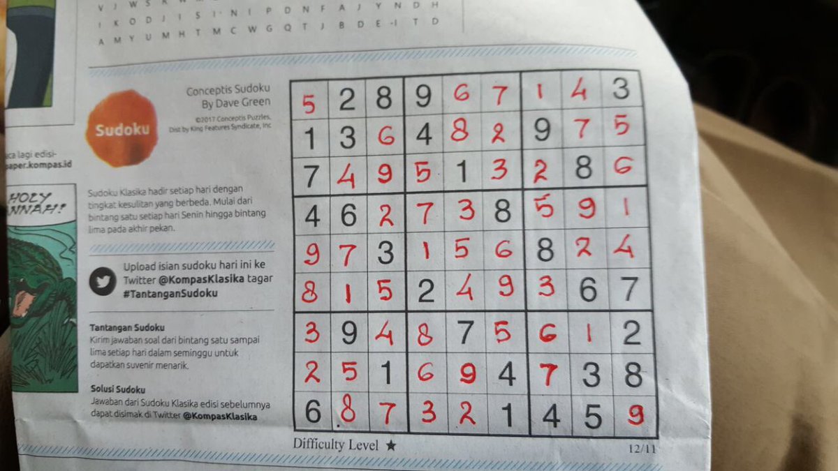 NiaTrianti's tweet photo. Latihan otak ah tiap hari di @KompasKlasika #TantanganSudoku https://t.co/UVD3Jh7XFO