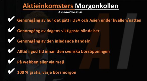 Läs mer om styrkan från i fredags och om börsdagen i sig i dagens morgonrapport här: preview.mailerlite.com/h9h3h5

Anmäl er till morgonkollen här: app.mailerlite.com/webforms/landi…

RT:a gärna och ha en riktigt bra dag allesammans :)