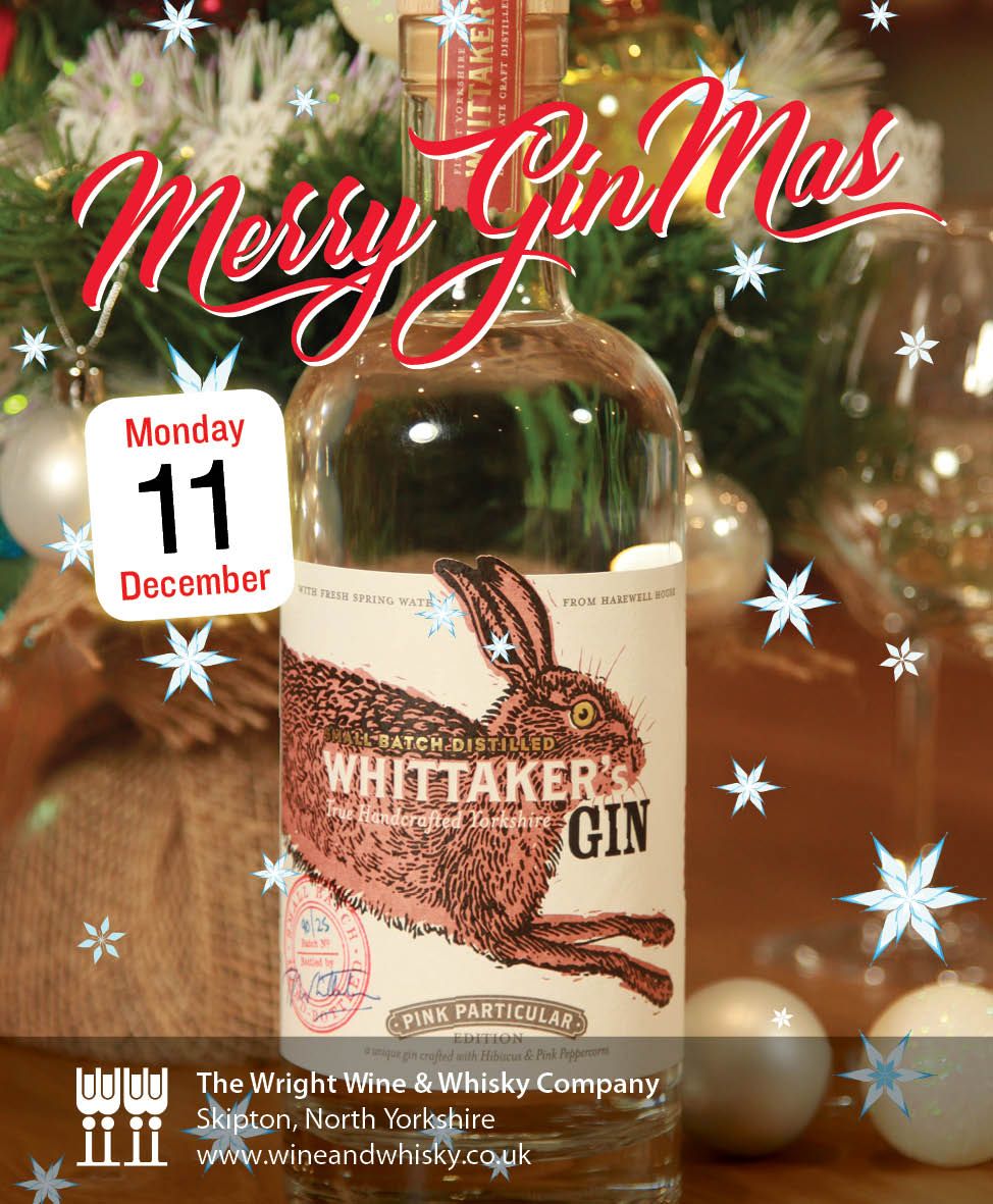 On the penultimate day of #GinMas, The Wright Wine Co gave to me...
Pink Particular Gin from Whittakers: Pink Peppercorns, Pink Hibiscus and Cardamon with a hint of Lemon Citrus. 
Follow, Retweet and share - you know what to do!
#MerryGinMas @whittakersgin