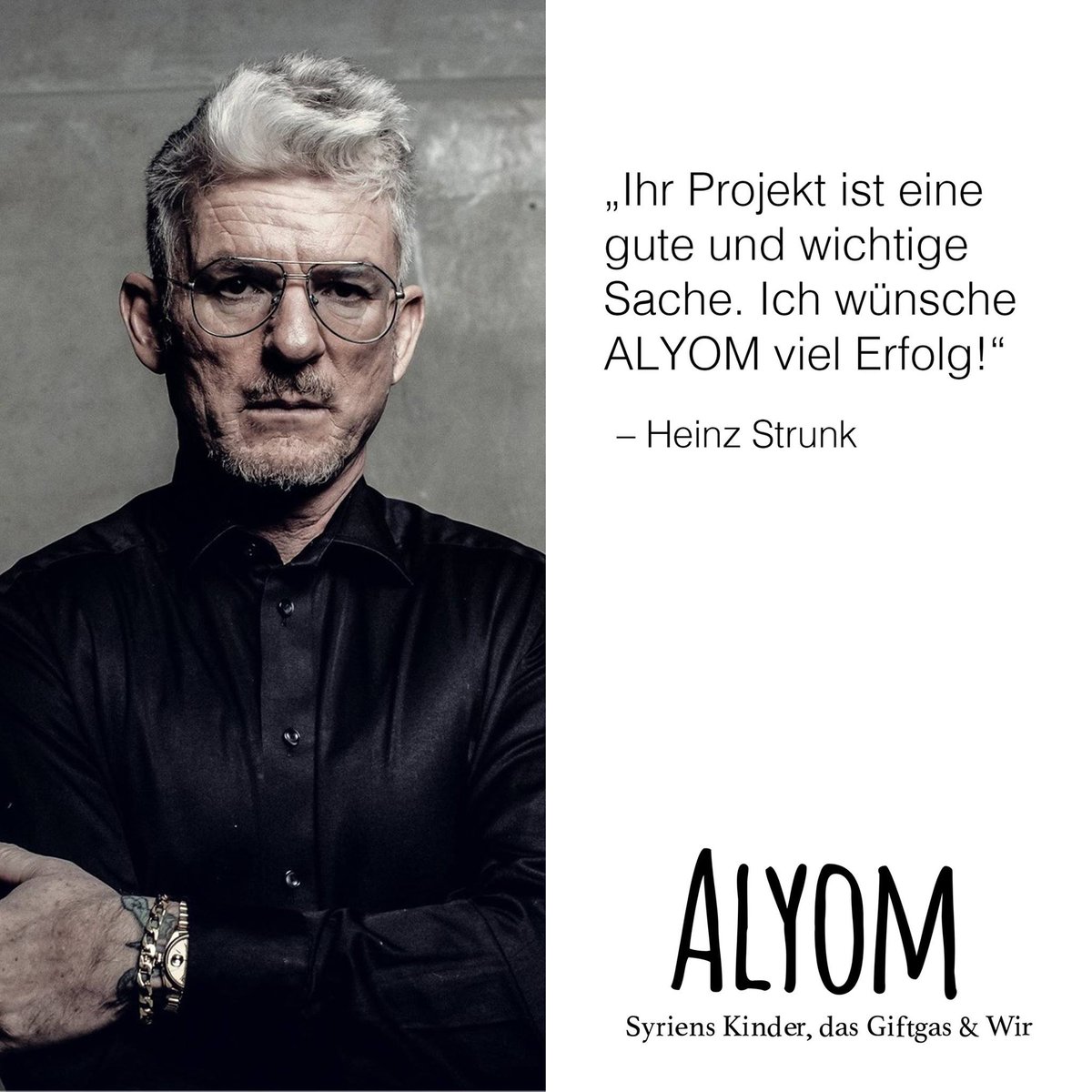 AlyomPodcast's tweet photo. Auch Heinz Strunk hat sich unseren Podcast angehört und ist begeistert. Wir freuen uns auch auf Feedback von Euch, das Ihr uns via info@alyom.de schicken könnt! #SyriensKinder #HinhörenStattWegschauen #AlyomPodcast #HeinzStrunk https://t.co/SSVoszqIzp