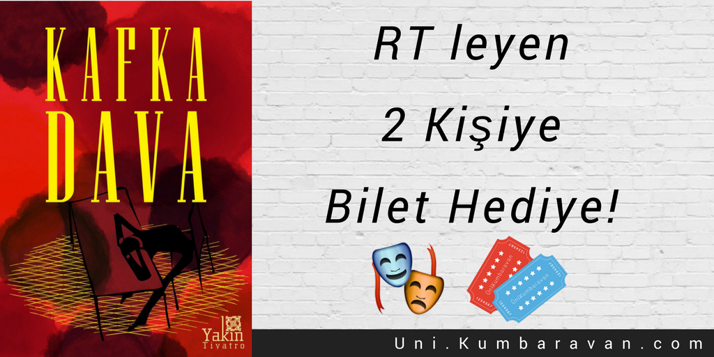 🎭15 Aralık Cuma 20:00, <a href="/yakintiyatro/">Yakîn Tiyatro</a> desteğiyle, "Franz Kafka’nın aynı isimli romanından Yakîn Tiyatro tarafından sahneye uyarlanan " DAVA isimli oyun Ankara, Yakın Sahnede sizlerle!! RT leyen 2 kişiye 🎫 hediye!