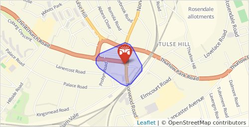 A215 Tulse Hill Gyratory (SE27) (Westbound) at the junction of Christchurch Road - Closed following a road traffic collision. Northbound traffic on Norwood Road is slow on approach with tailbacks to th #LondonTraffic jbu.st/1hG1