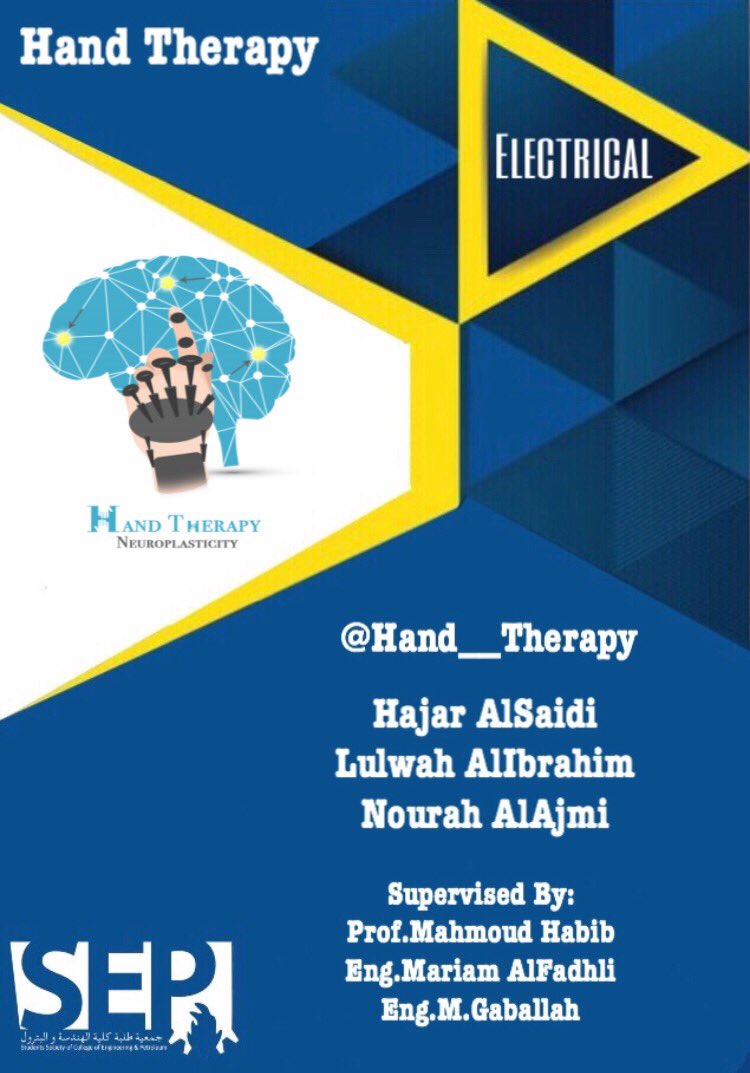SEP_ku's tweet photo. Follow &amp; Support Electrical Engineering Senior Project

@Hand__Therapy

#SEP_EE https://t.co/Ed2BXiHFFA