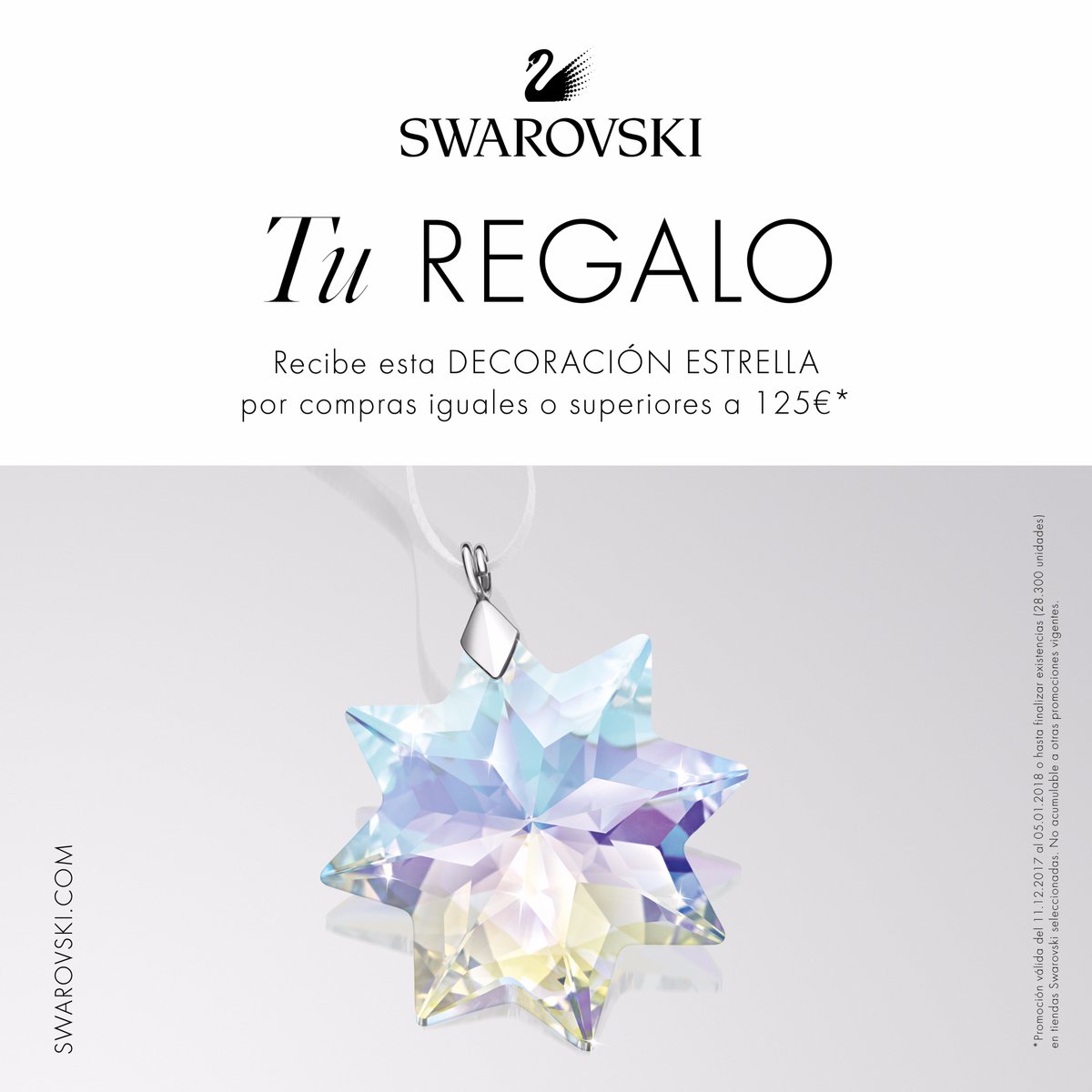 Descubre la colección de <a href="/swarovski/">swarovski</a> para estas Navidades y llévate de REGALO este Adorno Estrella de cristal con tu compra de importe igual o superior a 125€.