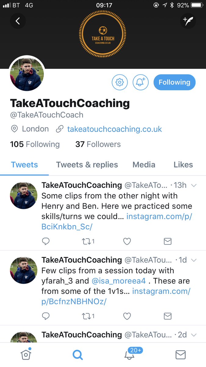Go give <a href="/TakeATouchCoach/">TakeATouchCoaching</a> a follow! Elite Football Coaching!