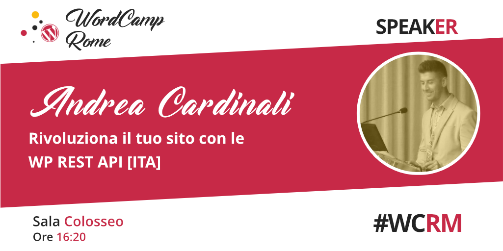 Cosa sono le #restAPI? Come iniziare a utilizzarle velocemente? Come estenderne le funzionalità?
🌟 Rivoluziona il tuo sito con le WP REST API 🌟
🗓  #WCRM ne parla <a href="/andreacardinali/">Andrea Cardinali</a> sabato 16 dicembre alle 9:45 in Sala Fontana di Trevi
Non mancare! 🛵💨 💨
2017.rome.wordcamp.org/session/rivolu…
