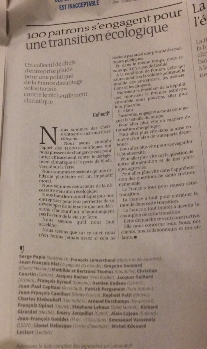 NespressoAgitFR's tweet photo. Notre Directeur Général @DeschampsArno fait partie des 100 chefs d’entreprises qui s'engagent dans une tribune au journal @lemondefr pour accélérer la #TransitionEcologique en France. Signez le manifeste sur https://t.co/SzI5Zmnjf8 #DD #RSE https://t.co/ZDluKXp2UR