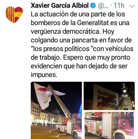 ANC_Bombers's tweet image. Denunciem manipulació barroera. Els bombers no van posar cap pancarta, feia dies que hi era. Es va rebre avís de perill de caure pel vent. Estava recargolada i revolava. Per prevenció es va afermar i replegar. Les teves mentides no hauríen de quedar impunes @Albiol_XG