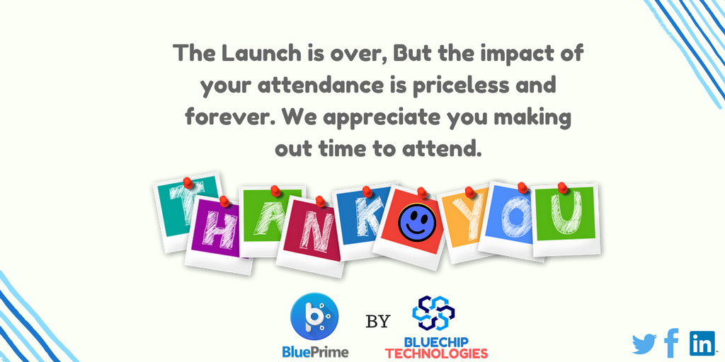 BluechipTechNG's tweet photo. Many Thanks on your attendance of our Product Launch; #Blueprime last Friday
You all made it worth it.
 God Bless you. 
Its All about Retail Analytics https://t.co/1rbUSnci3H