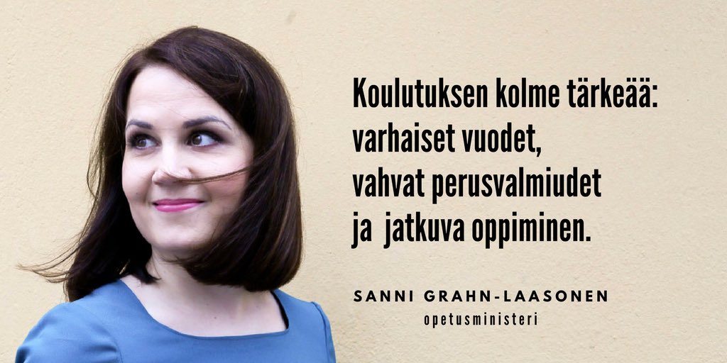 sannigrahn's tweet photo. Kolme suuntaa Suomelle:
1. varhaiskasvatus
2. vahvat perusvalmiudet ja yleissivistys
3. elinikäinen, jatkuva oppiminen 

#yhdessäosaamista
#seuraavat100 https://t.co/gLPSdfLHyR