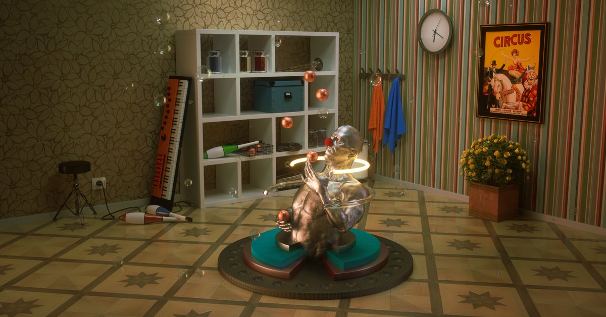 StudioCapicua's tweet photo. The Circus Juggler illustration CGI #cinema4D #octane #cgi #3dmodel #cgimage #studiodesign #illustration #cgillustration #ilustracion #3dillustration #ilustracion3d #cgistudio https://t.co/VnxJ9KrUq0