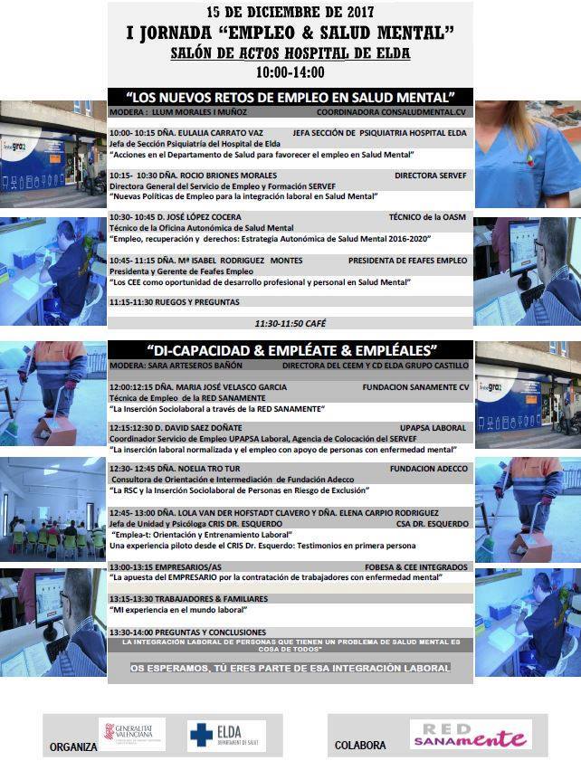 #Jornada de reflexión en torno a la salud mental y el acceso al #empleo de las personas con problemas de #SaludMental 
<a href="/RedSanamente/">RED SANAMENTE</a>  <a href="/GVAdsaludElda/">Departamento Salud de Elda</a>  #agorahabla #laactualidadquevacontigo #elda #villena